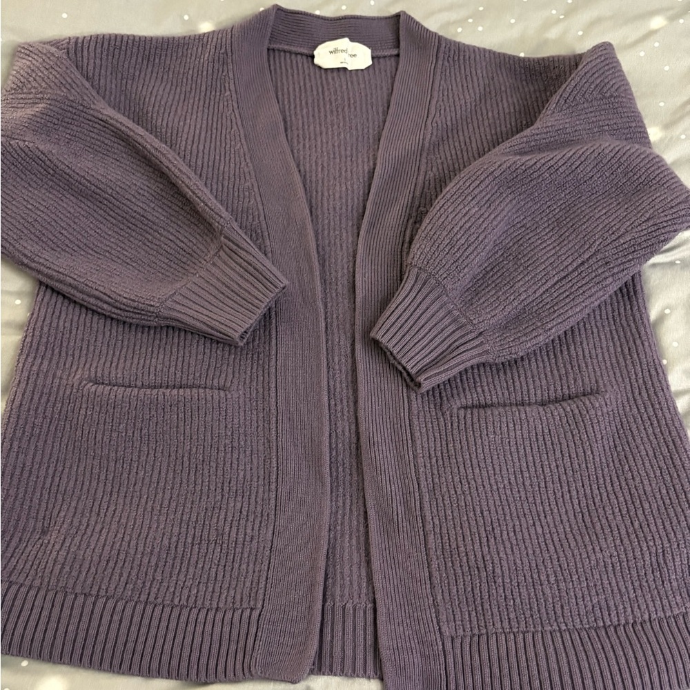 Wilfred Ribbed Purple Cardigan (shrunk) - Picture 1 of 5